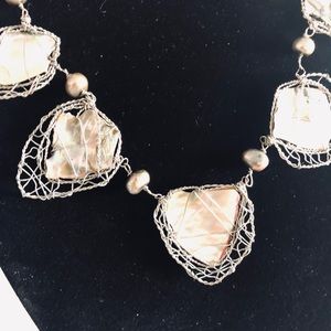 Unique Abalone and Grey Freshwater Pearl necklace.